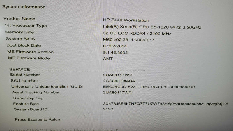 HP Z440 - Xeon E5-1620 v4 | 32GB RAM | QUADRO P2000 | NO HDD %\t %