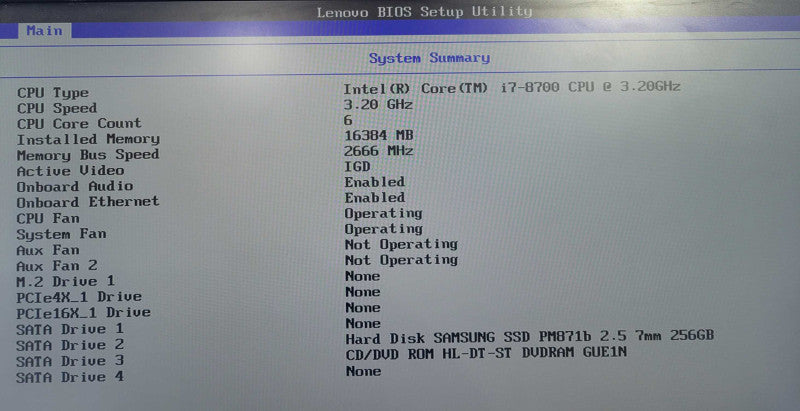 Lenovo ThinkCentre M920t Core i7-8700 3.20GHz 16GB DDR4 256GB SSD !