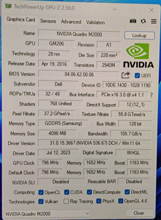 NVIDIA Quadro M2000 | 4GB GDDR5 Graphics Card | 4x Display Port )