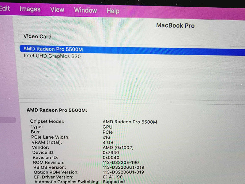 Apple Macbook Pro 2019 15\\" Core i9-9980HK @ 2.4GHz 32GB DDR4 1TB SSD Radeon Pro 5500M 4GB (