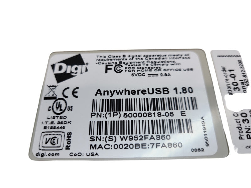 Digi AnywhereUSB/5 50000818-05 Remote I/O Controller No PSU &