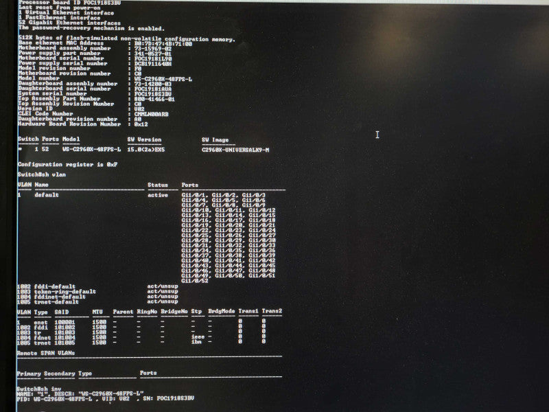 Cisco WS-C2960X-48FPS-L | 48 Port Gigabit PoE+ 740W Switch $