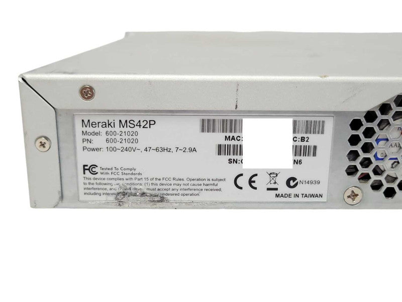 Meraki MS42P-HW 48-Port Gigabit PoE Cloud Managed Switch SFP+ UNCLAIMED Q_