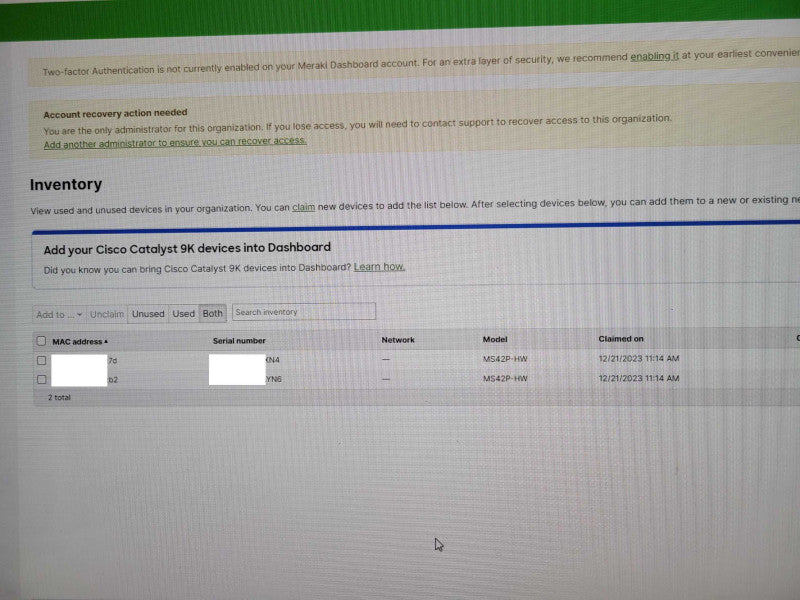 Meraki MS42P-HW 48-Port Gigabit PoE Cloud Managed Switch SFP+ UNCLAIMED Q_
