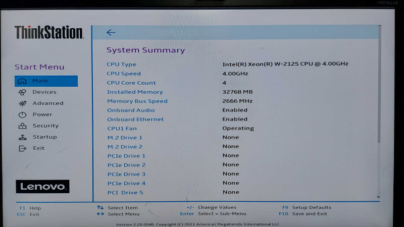 Lenovo P520 Workstation Xeon W-2125 @ 4.00ghz / 32gb ram / FirePro W4100 #