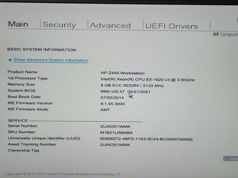 HP Z440 Workstation Xeon E5-1620v3 3.5GHz 8GB DDR4 QUADRO K2200  _