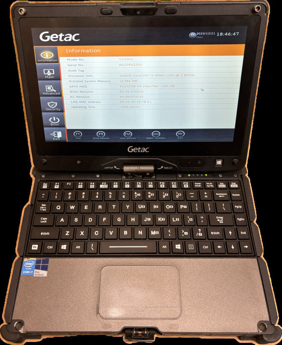 GETAC V110G2 Laptop/Tablet Intel Core i7-5500U@2.4GHz 16GB RAM 256GB SSD READ