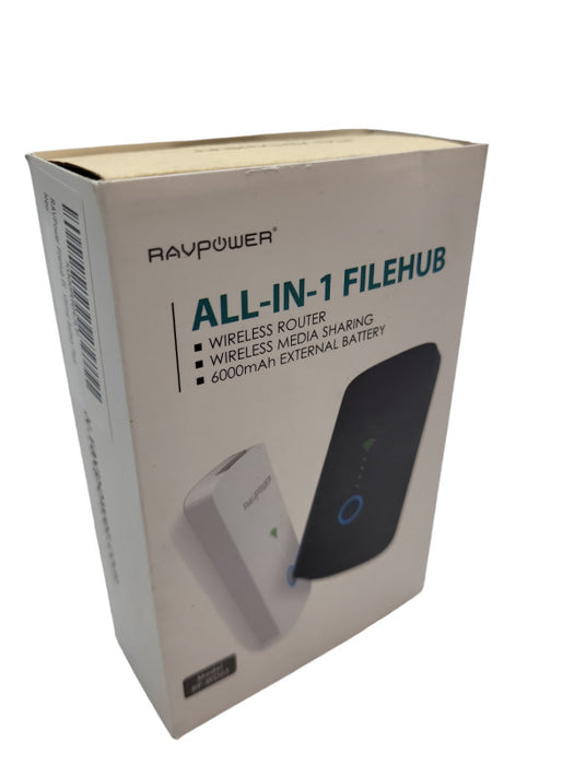 RAVPower FileHub RP-WD03 White All-in-One Wireless Router w/ 6000mAh Power  &