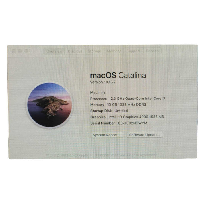 Apple Mac Mini Late 2012 i7-3615QM @ 2.30GHz CPU 10GB RAM 1TB Hard Drive  -