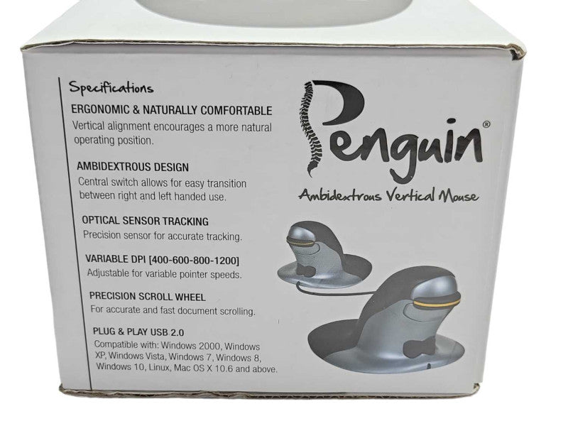 New Penguine Ambidextrous Vertical Mouse Wired Small 9820098 Q_