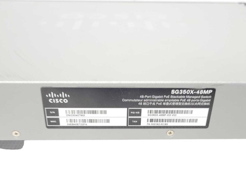 Cisco SG350X-48MP-K9 V03 Rack-Mountable Gigabit Ethernet Switch, READ _