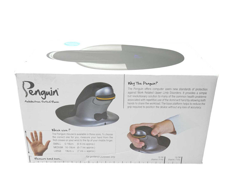 New Penguine Ambidextrous Vertical Mouse Wired Large 9820101 Q_