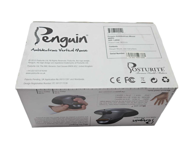 New Penguine Ambidextrous Vertical Mouse Wired Large 9820101 Q_