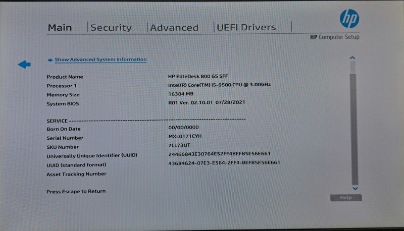 HP EliteDesk 800 G5 SFF | i5-9500 @ 3.00GHz 16GB DDR4 No HDD/OS )