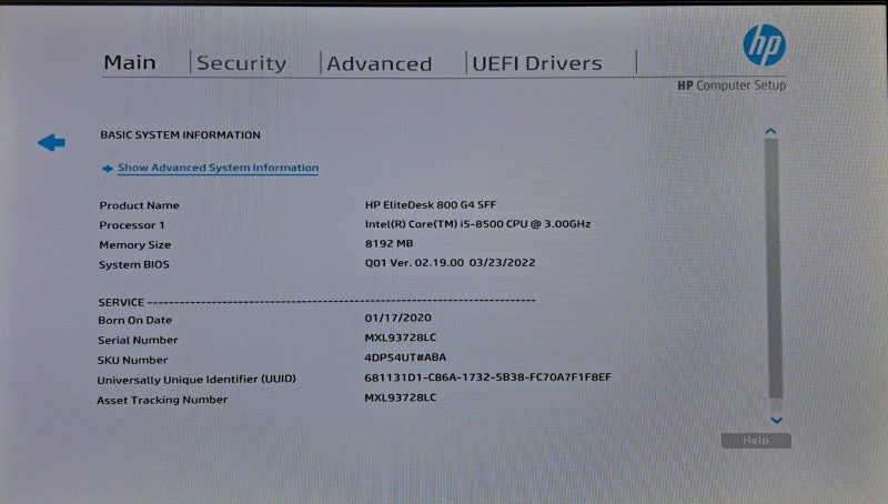 HP EliteDesk 800 G4 SFF | i5-8500 @ 3.00GHz 8GB DDR4 No HDD/OS )