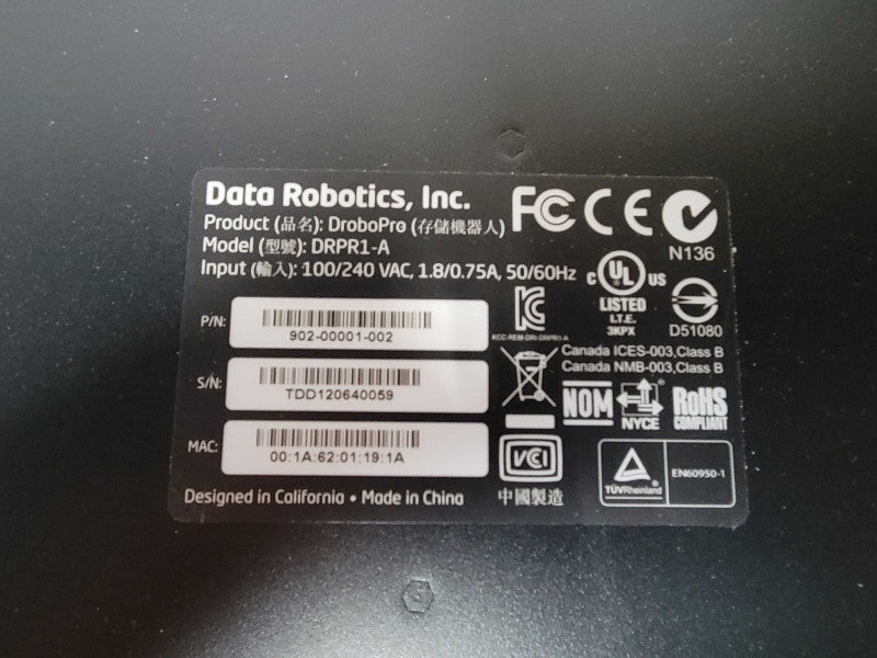 Data Robotics Drobo Pro DRPR1-A NAS 8-Bay LFF Storage w/ 4x 4TB HDDs _