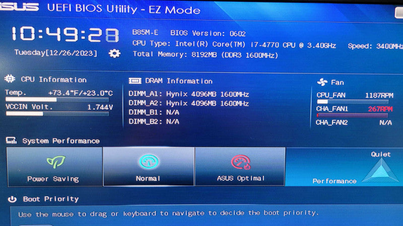 Intel Core i7-4770 @ 3.4GHz | ASUS B85M-E | 8GB RAM | I/O Plate %