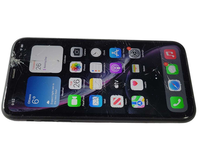 pple iPhone XR 128GB Smart Phone, Cracked screen, Unlocked, READ _