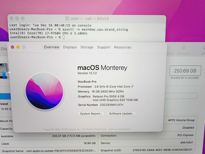 Apple Macbook Pro 2019 15\\" Core i7-9750H @ 2.6GHz 16GB DDR4 250GB SSD Radeon Pro 555X 4GB (