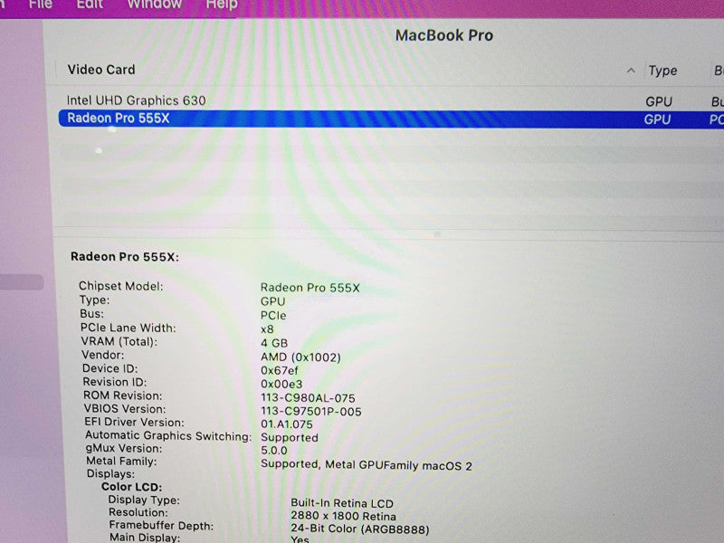Apple Macbook Pro 2019 15\\" Core i7-9750H @ 2.6GHz 16GB DDR4 250GB SSD Radeon Pro 555X 4GB (