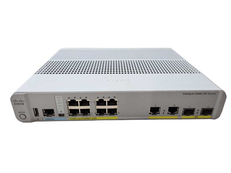 Cisco WS-C3560CX-8PC-S | 8x Gigabit PoE+ 2x SFP Silent Switch | Factory Reset Q)