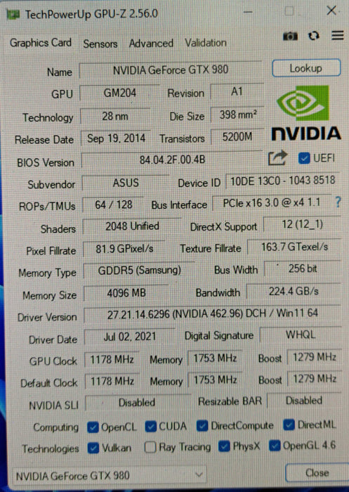 ASUS STRIX NVIDIA GEFORCE 980GTX 4GB GDDR5 GRAPHICS CARD )
