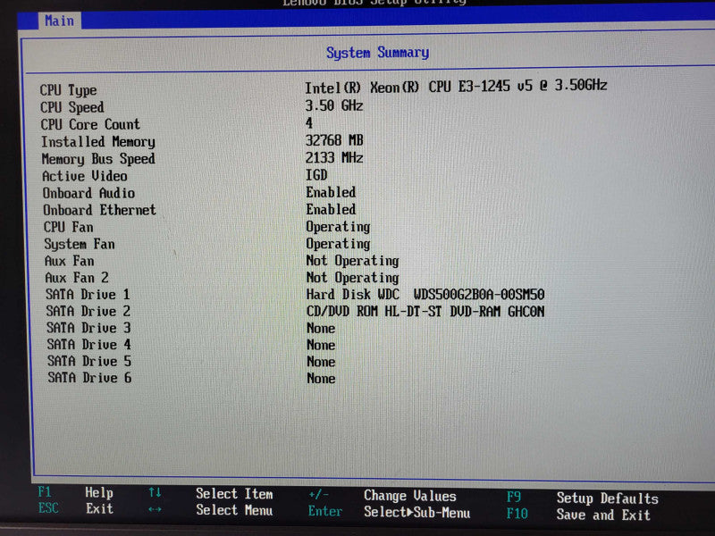 Lenovo TS P310 Tower E3-1245 v5 @ 3.5GHz 32GB DDR4 500GB SSD  $