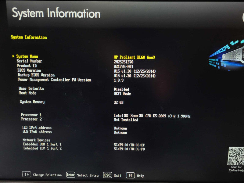HP Proliant DL60p Gen 9 Xeon E5-2609 v3 1.9GHz 32GB RAM B140i 1x PSU 3.5\\"  $