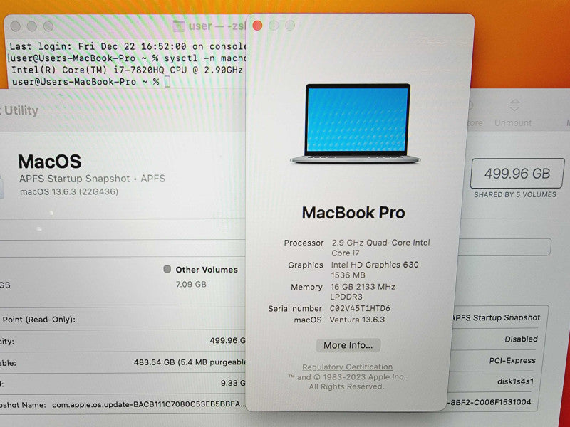 Apple Macbook Pro 2017 15\\" Core i7-7820HQ @ 2.9GHz 16GB DDR3 500GB SSD Radeon Pro 650 4GB (