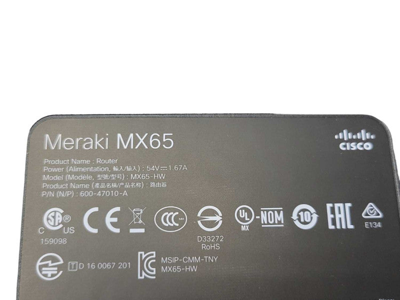 Open-Box Cisco Meraki MX65-HW Wired Router w/ AC Adapter _