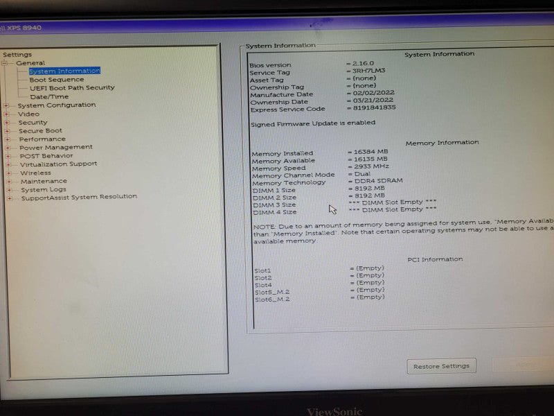 Dell XPS 8940 PC, Core I7-11700 2.5GHz, 16GB DDR4 RAM, 2TB HDD + 256GB SSD _