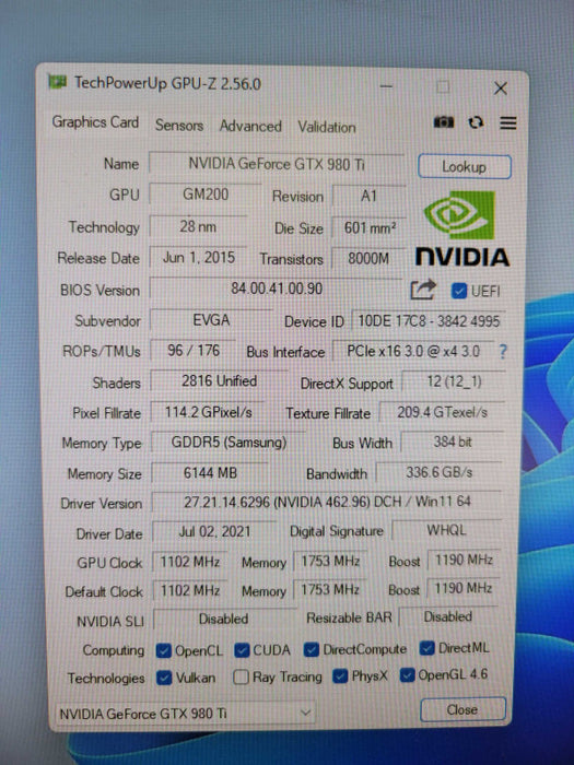 EVGA NVIDIA GTX 980 Ti 6GB %