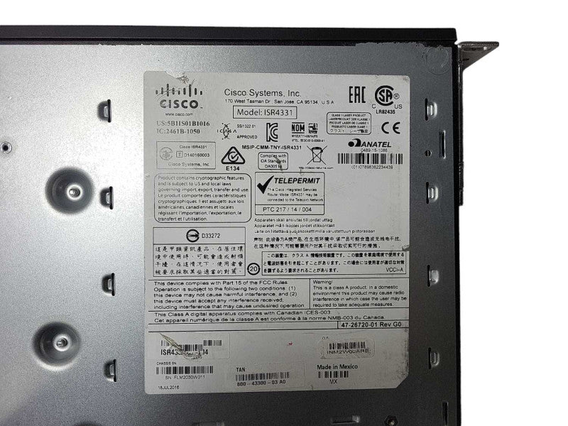 Cisco ISR4331/K9 V04 Enterprise Integrated Service Router Affected  $
