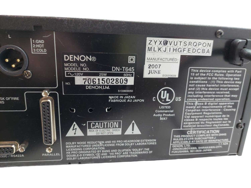 Denon Cd/Cassette Combi-Deck Model: DN-T645 â