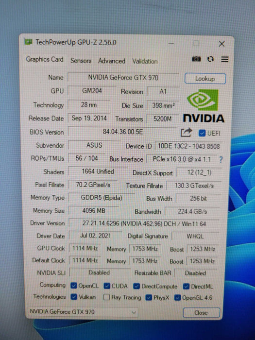 ASUS NVIDIA GTX 970 DIRECT CU II 4GB %