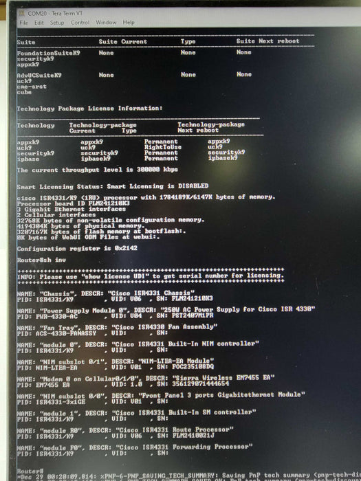 Cisco ISR4331/K9 Enterprise Service Router ISR4331 - NO CLOCK ISSUE _