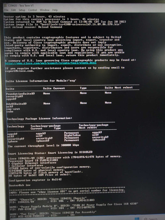 Cisco ISR4331/K9 Enterprise Service Router ISR4331 - NO CLOCK ISSUE _