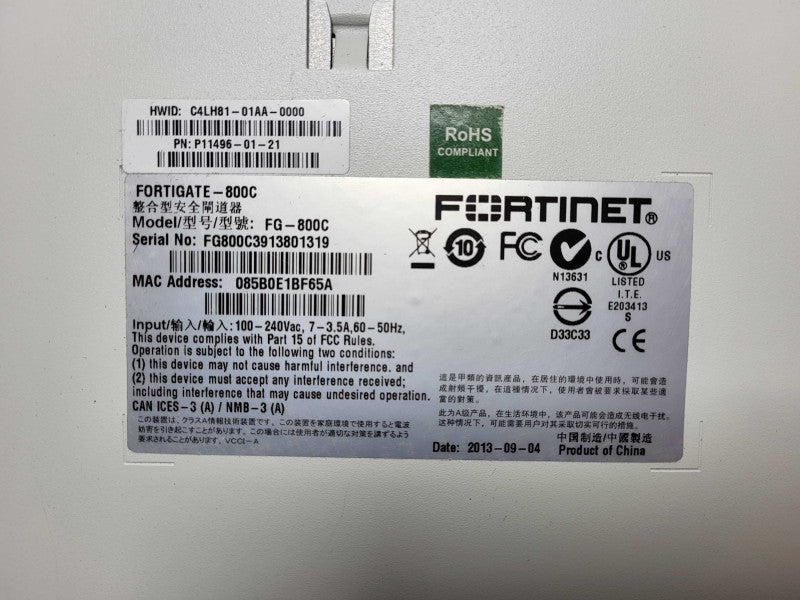 Fortinet FortiGate 800C FG-800C Firewall Security Appliance w/ Rack READ Q$