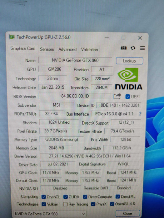 MSI NVIDIA GTX 960 2GB %