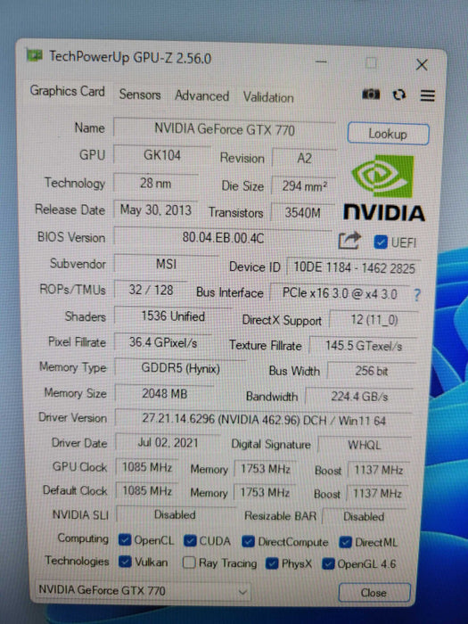 MSI NVIDIA GTX 770 2GB %