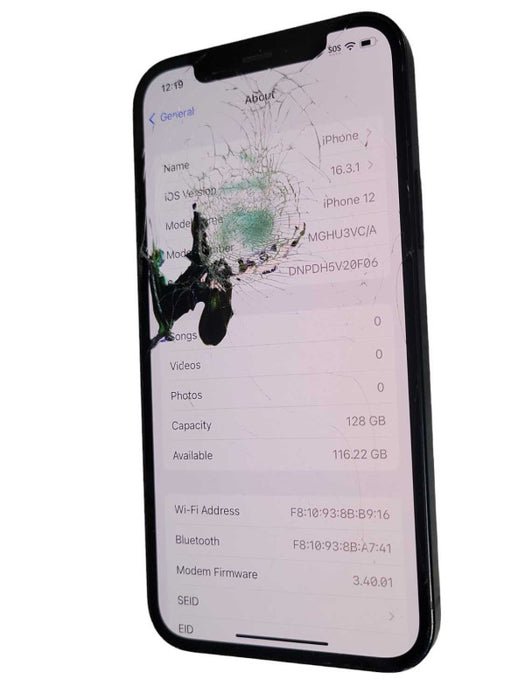 Apple 12 iPhone 128GB Blue UNLOCKED, READ _