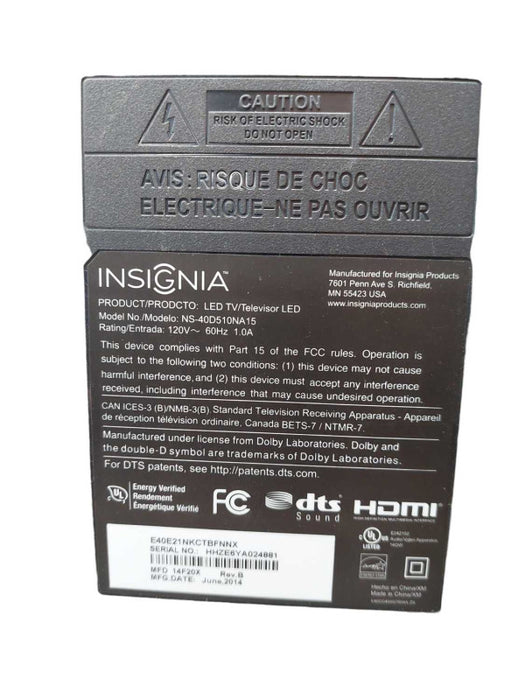 Insignia 40\\" LED Tv Model: NS-40D510NA15 â