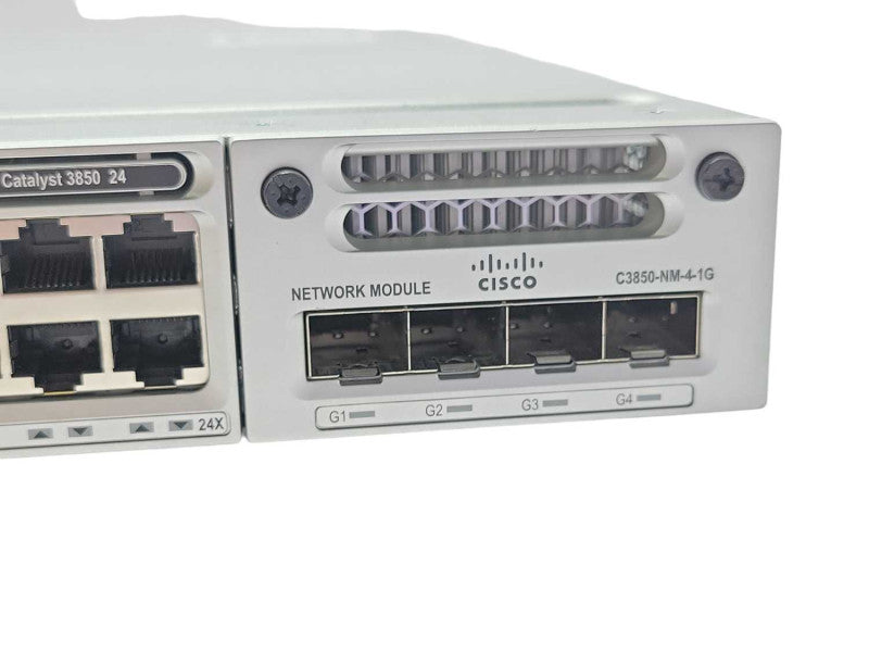 Cisco WS-C3850-24T-E 24-Port  Gigabit Switch, 2x PSU, C3850-NM-4-1G Q_