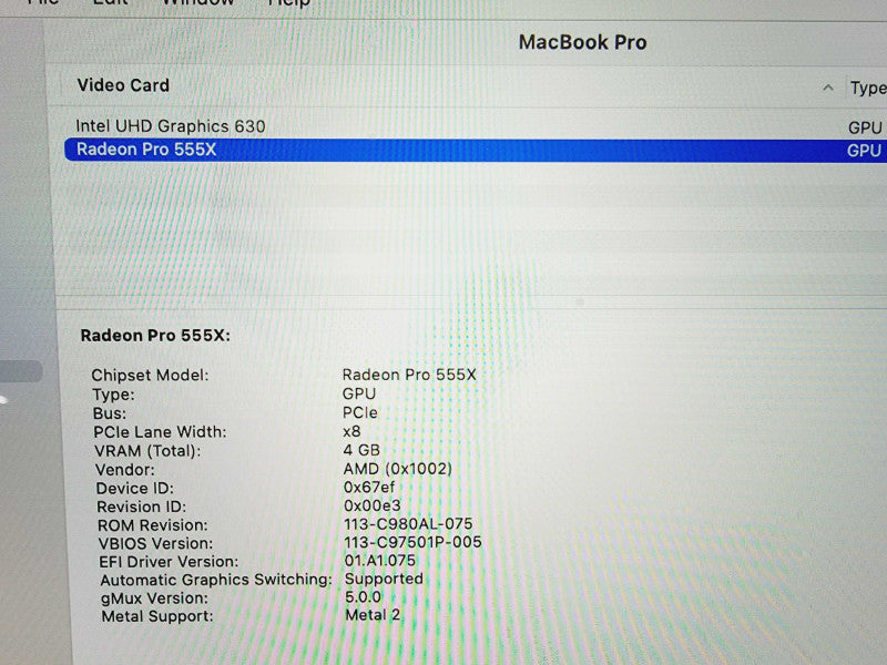 Apple Macbook Pro 2019 15\\" Core i7-9750H @ 2.6GHz 16GB DDR4 250GB SSD Radeon Pro 555X 4GB (