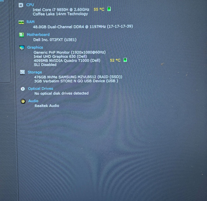 Dell Latitude 5401 i7-9850H@2.6GHz GeForce MX150 2GB GPU 16GB RAM 256SSD READ
