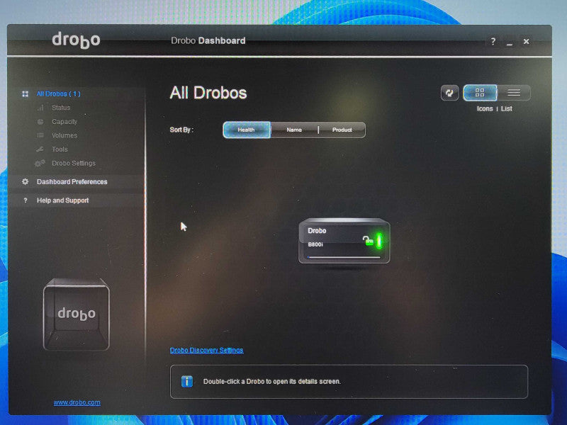 Data Robotics Drobo B800i 8-Bay 2x iSCSI USB type B NAS/DAS 4x 1TB HDDs Q_