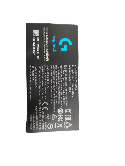 Logitech Gaming Blue RGB G513 Carbon Mechanical Keyboard Model: Y-U0034 â