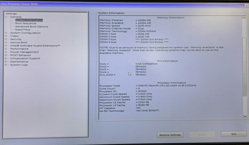 Dell Precision T3620 | Xeon E3-1245 v5 @ 3.50GHz 16GB DDR4 No GPU/HDD\\'s )