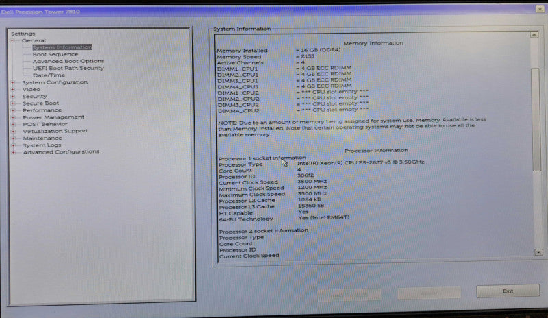 Dell Precision T7810 | Xeon E5-2637 v3 @ 3.50GHz 16GB DDR4 No GPU/HDD\\'s )