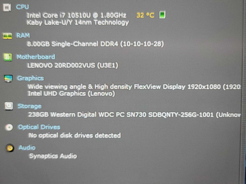 Lenovo ThinkPad E15 | I7-10510U| 8GB DDR4| 256GB SSD| READ Î²